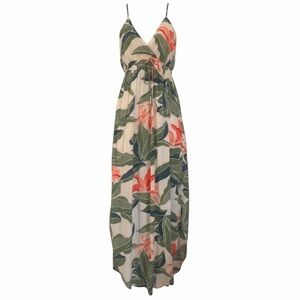 Billabong Tropical Print Maxi Dress in Green and Coral Small Women’s